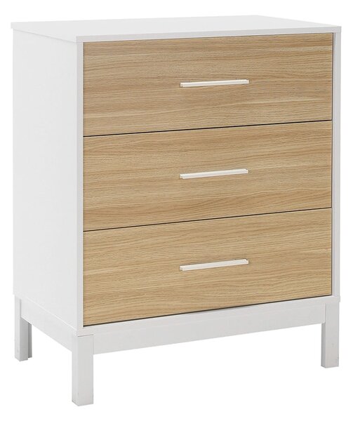 Comoda Adore London, 3 sertare, Alb - Stejar, 73x88x45 cm