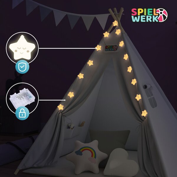 Cort tip teepee pentru copii JULIUS, 120x120x160cm, alb/gri Spielwerk