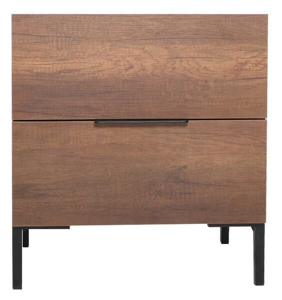 Noptiera Adore Oryana, 2 sertare, Alb - Nuc, 55x59x44 cm