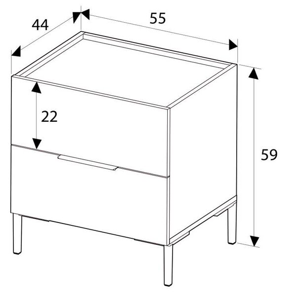 Noptiera Adore Oryana, 2 sertare, Alb - Nuc, 55x59x44 cm