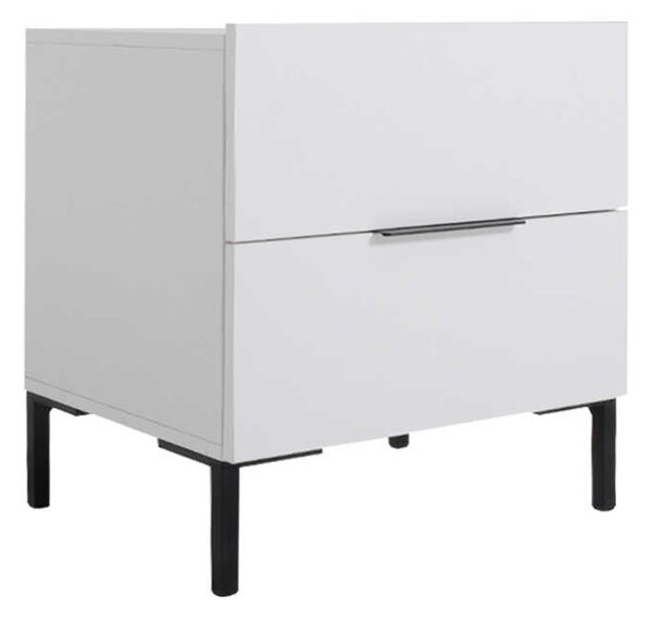 Noptiera Adore Oryana, 2 sertare, Alb - Nuc, 55x59x44 cm