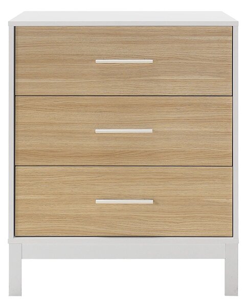 Comoda Adore London, 3 sertare, Alb - Stejar, 73x88x45 cm