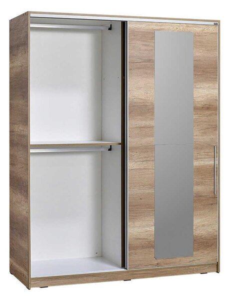 Dulap Haine Adore Elit XL, 2 usi glisante cu oglinda si 3 umarase, Lemn, Natural - Sonoma, 160x207x60 cm