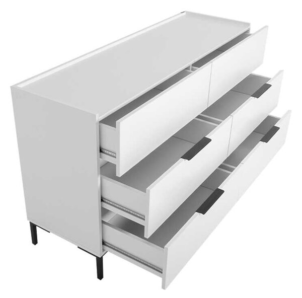 Comoda Adore Oryana, 3 sertare, Alb - Nuc, 140x81x44 cm
