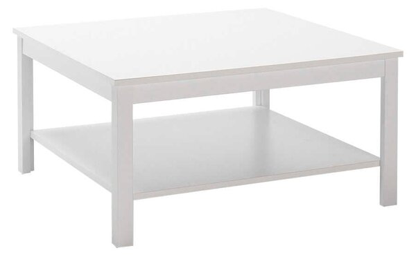 Masuta Cafea Adore Rustic cu Raft, Alb, 80x40x80 cm