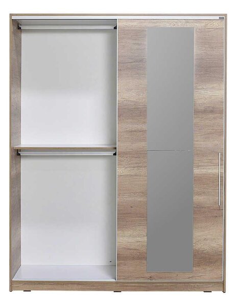 Dulap Haine Adore Elit XL, 2 usi glisante cu oglinda si 3 umarase, Lemn, Natural - Sonoma, 160x207x60 cm