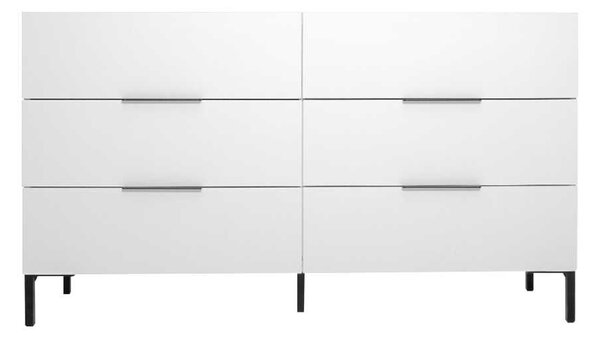 Comoda Adore Oryana, 3 sertare, Alb - Nuc, 140x81x44 cm