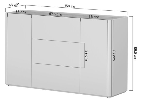 Comodă cu sertare Elivo 150 cm - eucalipt / stejar baltic dune