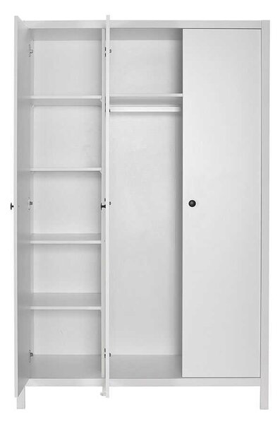 Dulap Haine MDF Adore Rustic,cu 3 usi si umarase, 6 rafturi, Alb, 125 x 196 x 54 cm