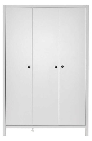 Dulap Haine MDF Adore Rustic,cu 3 usi si umarase, 6 rafturi, Alb, 125 x 196 x 54 cm