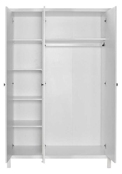 Dulap Haine MDF Adore Rustic,cu 3 usi si umarase, 6 rafturi, Alb, 125 x 196 x 54 cm