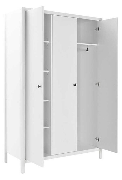 Dulap Haine MDF Adore Rustic,cu 3 usi si umarase, 6 rafturi, Alb, 125 x 196 x 54 cm