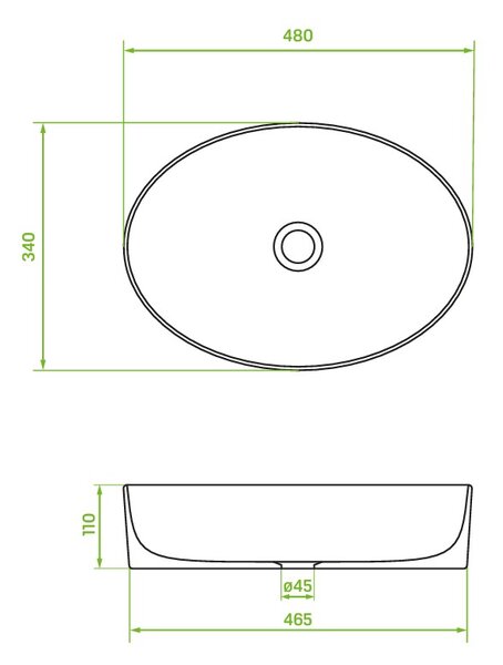 Laveo Desna, lavoar blat 480x340x110 mm, alb lucios, LAV-VUD_6248