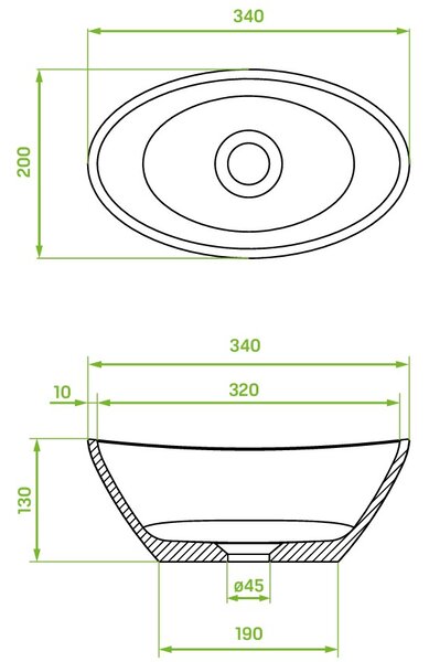 Laveo Vela, lavoar blat granit 340x200x130 mm, gri, LAV-VGV1510T