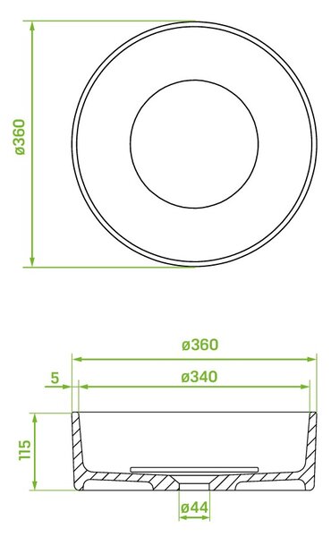 Laveo Perl, lavoar blat granit 360x360x115 mm, gri, LAV-VGP1510T