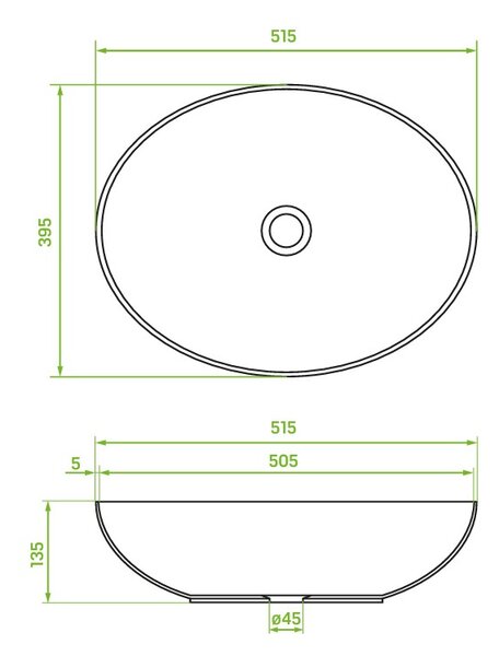 Laveo Desna, lavoar blat 515x395x135 mm, negru mat, LAV-VUD_B251