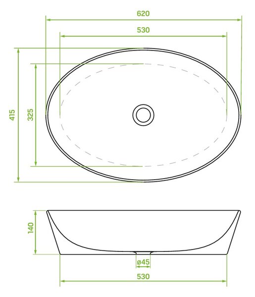 Laveo Desna, lavoar blat 620x415x140 mm, alb lucios, LAV-VUD_6262