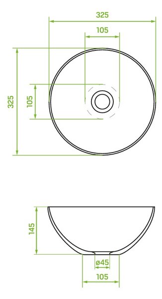 Laveo Sabi, lavoar blat 325x325x145 mm, alb lucios, LAV-VUS_6232