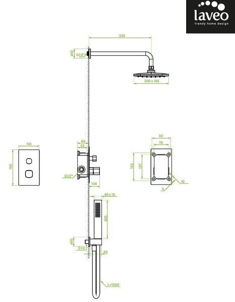 Laveo Tores, set de duș ascuns, crom, LAV-BVT_001P