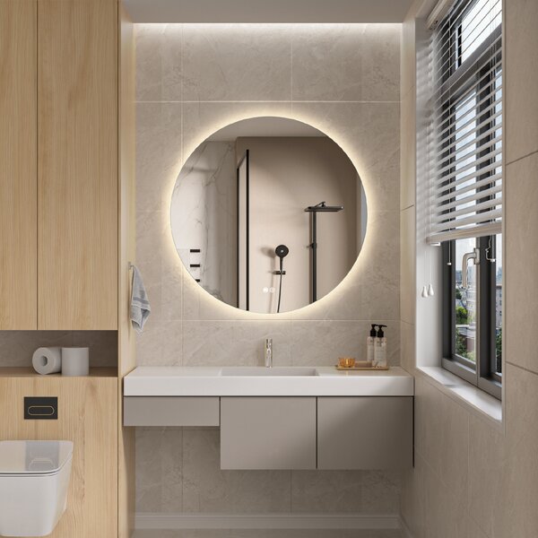 Erga Sofia, oglinda LED rotunda 100cm, 2415 lm, 3 culori deschise, ERG-V01-207-1010