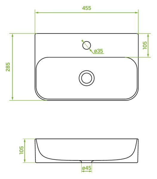 Laveo Laveo, lavoar ceramic 455x285x105 mm, alb lucios, LAV-VUK_6145