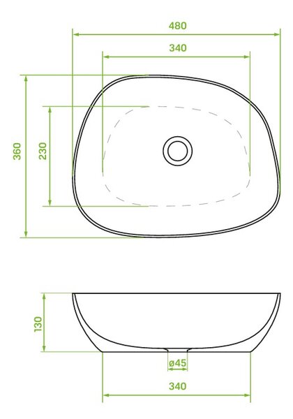 Laveo Laveo, lavoar asimetric pe blat 480x360x130 mm, alb lucios, LAV-VUA_6248