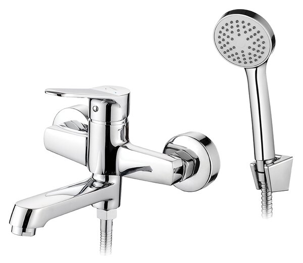 Kuchinox Atez, baterie pentru cada montată pe perete cu set de duș manual, crom, LAV-BTK_011D