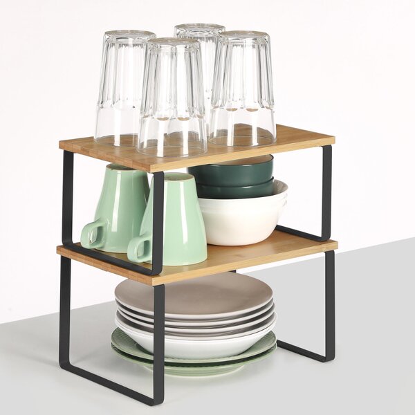Set de organizatoare din bambus CEZAR, 2 piese, maro/negru SongmicsHome