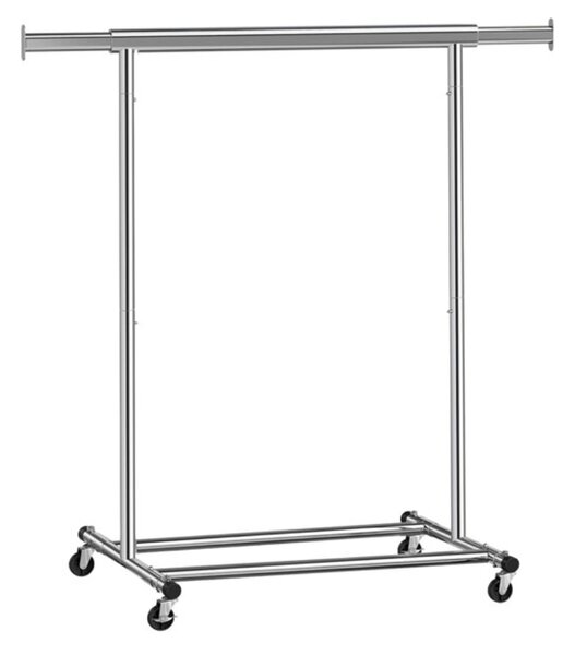 Suport pentru haine INEZ cu roți, max.90kg, 83,5x45x160cm, argintiu Jurhan