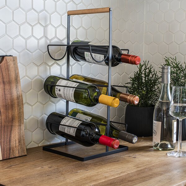 Laveo Oslo, suport pentru sticle de vin, 6 buc, negru-maro, LAV-ELS_700A