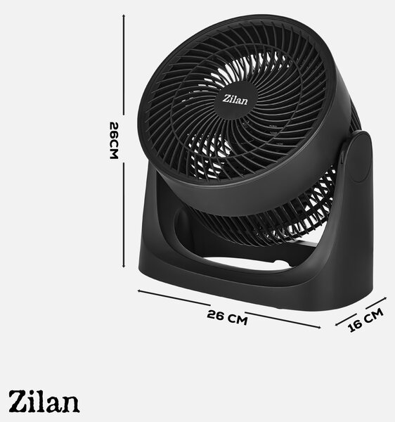 Ventilator de masa ZILAN ZLN7095 - 35W, 3 trepte, silentios, negru