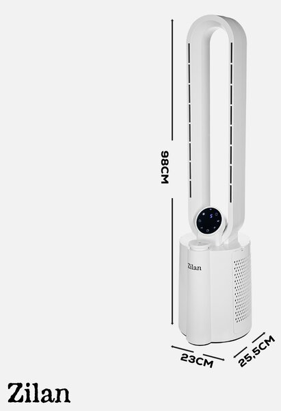 Ventilator turn fara palete ZILAN ZLN1117 - 40W, umidificare, ionizare, telecomanda