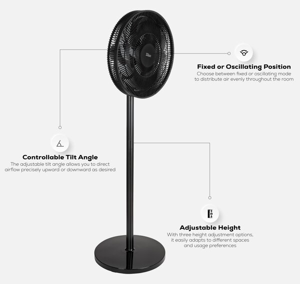 Ventilator cu picior Zilan ZLN2563 - 50W, grilaj 41cm, inaltime reglabila