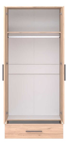 Dulap Haine Adore Trendline cu 2 usi si sertar, Stejar, 80x187x52 cm