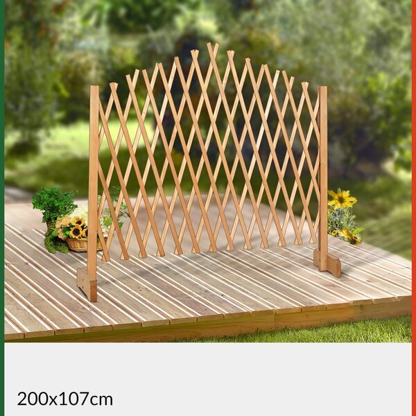 Grilaj din lemn ROSEMARY pentru flori, 200x107cm, maro natural Gardebruk
