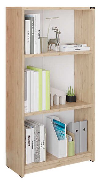 Biblioteca Adore Nino, 3 rafturi, Alb - Stejar, 58x106x23 cm