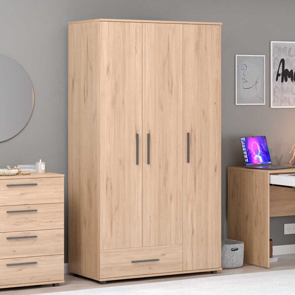 Dulap Haine Adore Trendline, 3 usi, 1 sertar, Alb - Stejar, 103x187x52 cm
