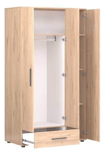 Dulap Haine Adore Trendline, 3 usi, 1 sertar, Alb - Stejar, 103x187x52 cm
