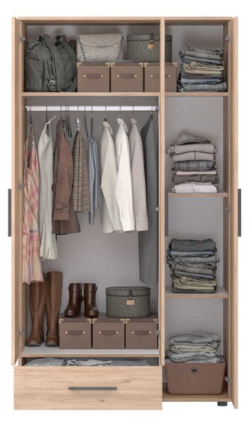 Dulap Haine Adore Trendline, 3 usi, 1 sertar, Alb - Stejar, 103x187x52 cm