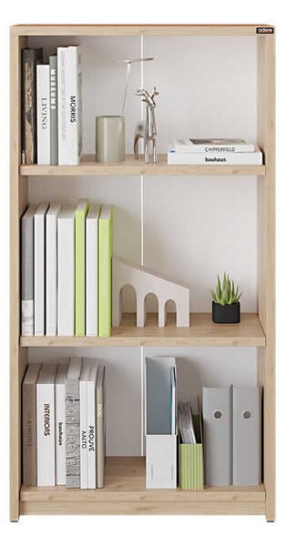 Biblioteca Adore Nino, 3 rafturi, Alb - Stejar, 58x106x23 cm