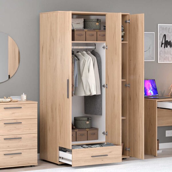Dulap Haine Adore Trendline, 3 usi, 1 sertar, Alb - Stejar, 103x187x52 cm