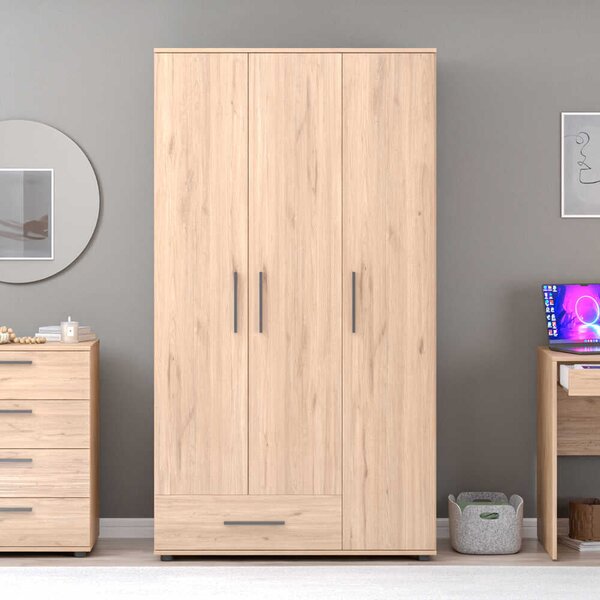 Dulap Haine Adore Trendline, 3 usi, 1 sertar, Alb - Stejar, 103x187x52 cm