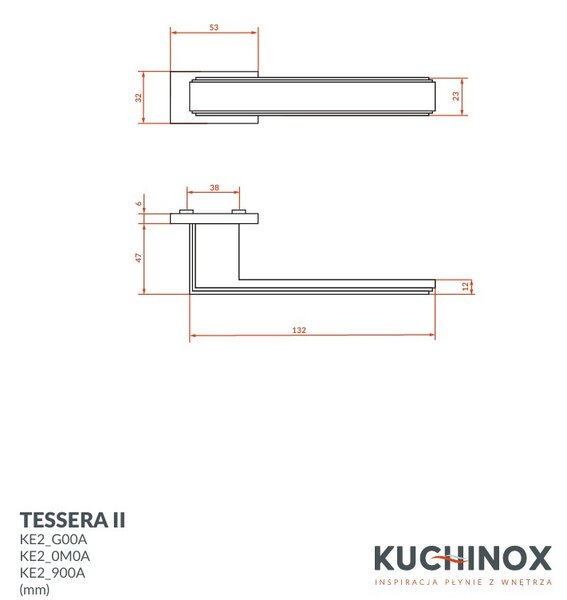 Kuchinox Tessera II, mâner ușă, oțel periat, LAV-KE2_0M0A