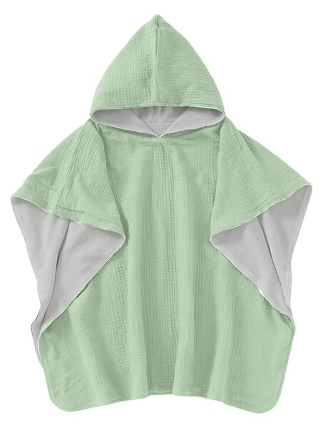 Prosop plaja - Poncho copii din muselina dubla si frotir Kidizi 6-24 luni Mint
