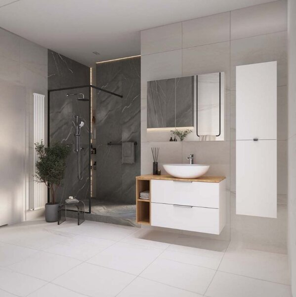 Cersanit Malika, dulap înalt suspendat 400x300x1600 mm, alb lucios, S598-050-DSM