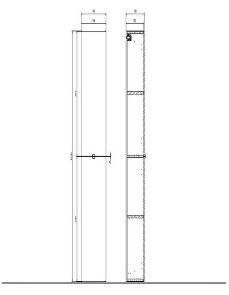 Cersanit Malika, dulap înalt suspendat 400x300x1600 mm, stejar, S598-049-DSM