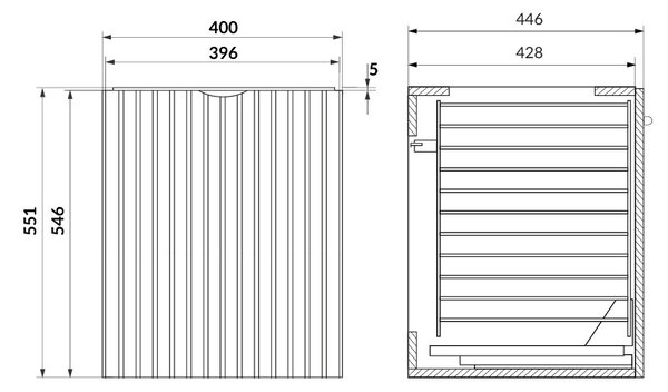 Cersanit Tirso, dulap suplimentar jos cu coș de rufe 400x446x551 mm, alb mat, S1017-029