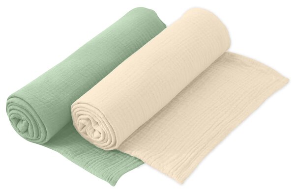 Set 2 paturi pentru bebelusi de vara din muselina dubla 100x100 cm Kidizi Mint, bumbac 100%