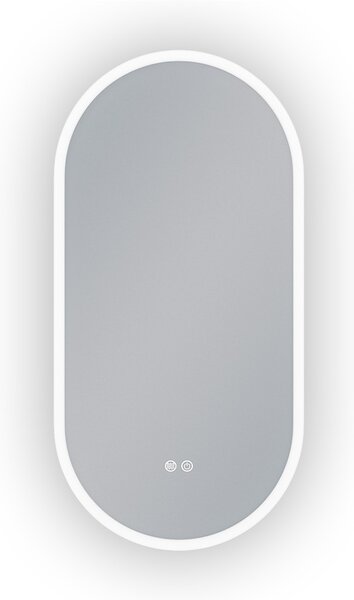 Erga Demi, oglindă ovală LED 50x100cm, 3 culori de lumină, iluminare frontală, pernă încălzitoare anti-aburire, ERG-V01-DEMI-5010-CL