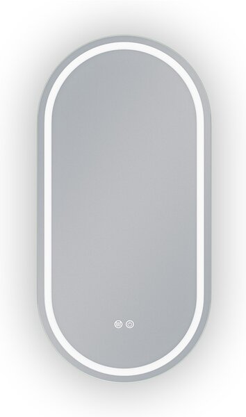 Erga Lyra, oglindă ovală LED 50x100cm, 3 culori de lumină, iluminare față și spate, pernă încălzitoare anti-aburire, ERG-V01-LYRA-5010-CL